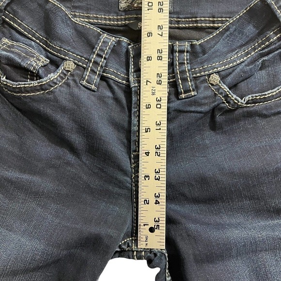 WOMENS SILVER SUKI 26X31 JEANS MID SLIM BOOT FLUID DENIM FLAP POCKET DARK - Picture 9 of 11